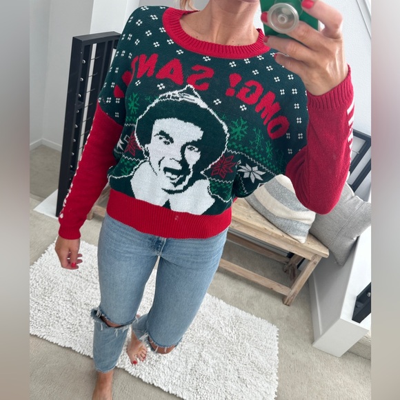 ELF “OMG! Santa!” Green & Red Holiday Ugly Sweater Christmas Party Festive S - Picture 4 of 11